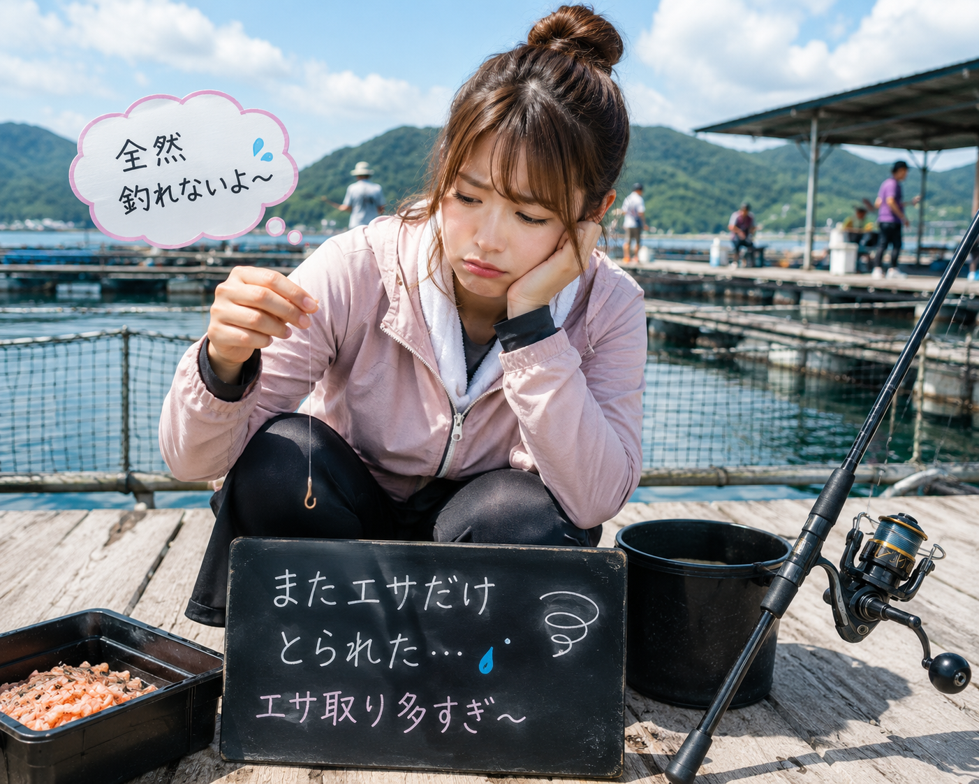 海上釣堀でエサ取りに悩まされている